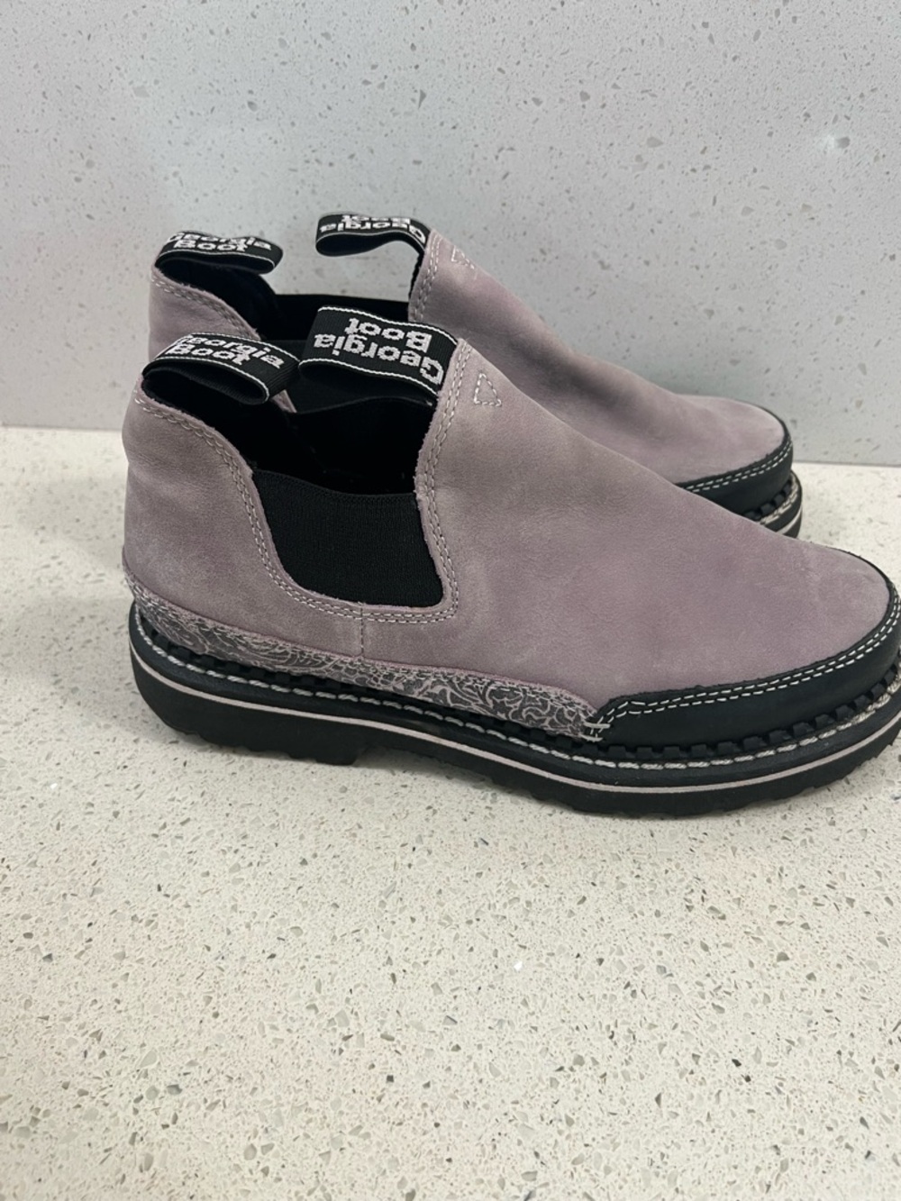 Georgia Boot Black and Lilac Grey Slip on Romeos
